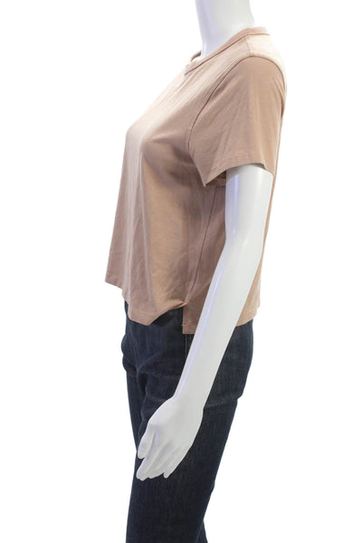 Lululemon Womens Beige Basic Crew Neck Short Sleeve T-Shirt Cotton Blend Size 4