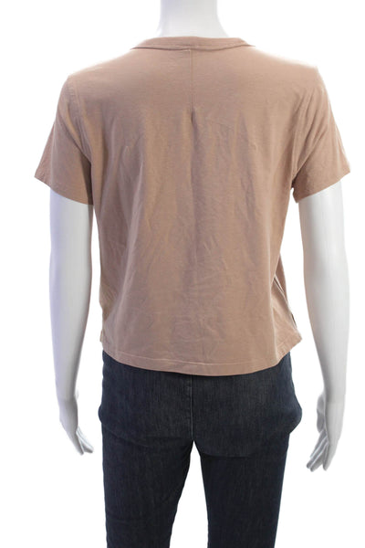 Lululemon Womens Beige Basic Crew Neck Short Sleeve T-Shirt Cotton Blend Size 4