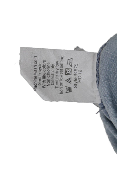 J Crew Women Basic Cotton Collared Button-Up Long Sleeve Blue Size M