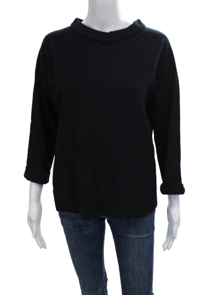 Goat Womens Basic Mock Neck Black 3/4 Sleeve Blouse Zip Size 4