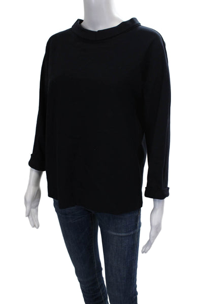 Goat Womens Basic Mock Neck Black 3/4 Sleeve Blouse Zip Size 4