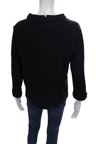 Goat Womens Basic Mock Neck Black 3/4 Sleeve Blouse Zip Size 4