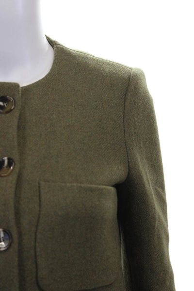 Leandra Medine Women Green Wool Blend Basic Jacket Long Sleeve Size M