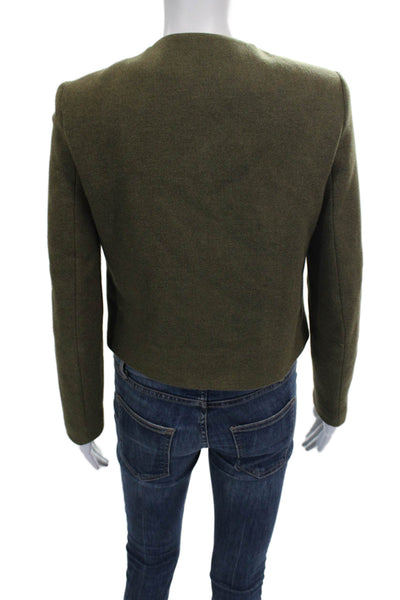 Leandra Medine Women Green Wool Blend Basic Jacket Long Sleeve Size M