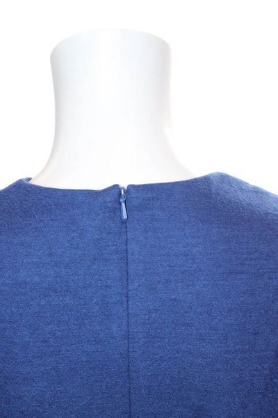 The Fold Womens Virgin Wool V-Neck Blue Blouse Long Sleeve Zip Size 4