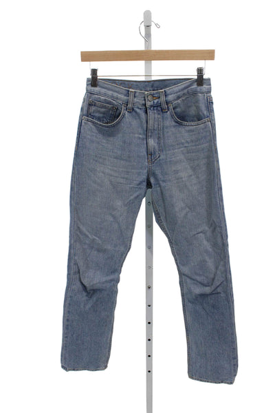 Brock Womens Straight Jeans Blue Mid Rise Cotton Button Fly Size 2