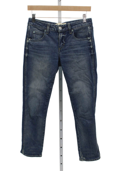 Amo Womens Skinny Jeans Blue Button Low Rise Cotton Blend Size 25