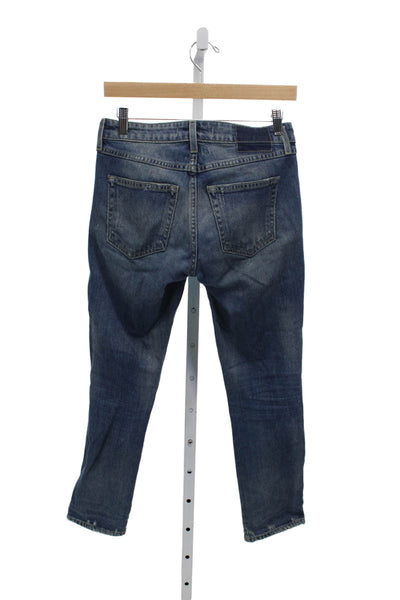 Amo Womens Skinny Jeans Blue Button Low Rise Cotton Blend Size 25