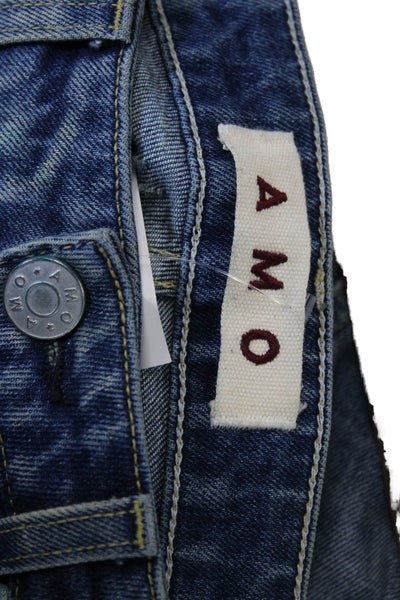 Amo Womens Skinny Jeans Blue Button Low Rise Cotton Blend Size 25