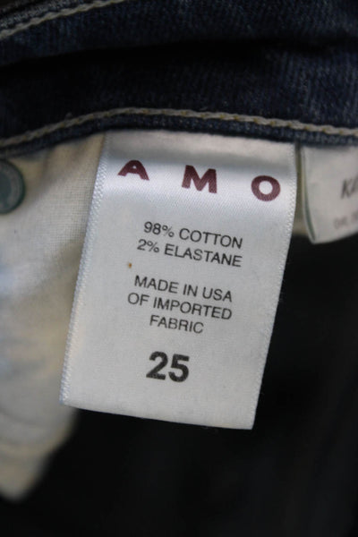 Amo Womens Skinny Jeans Blue Button Low Rise Cotton Blend Size 25