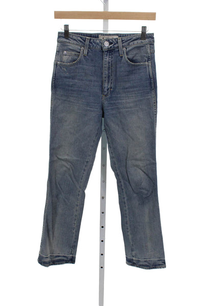 Amo Womens Straight Jeans Blue Mid Rise Button Cotton Blend Size 25