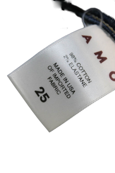 Amo Womens Straight Jeans Blue Mid Rise Button Cotton Blend Size 25