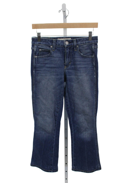 Amo Womens Bootcut Jeans Blue Low Rise Cotton Blend Button Size 24