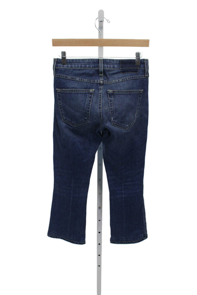 Amo Womens Bootcut Jeans Blue Low Rise Cotton Blend Button Size 24