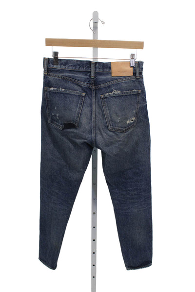 Moussy Womens Tapered Jeans Blue 100% Cotton Low Rise Button Size 25