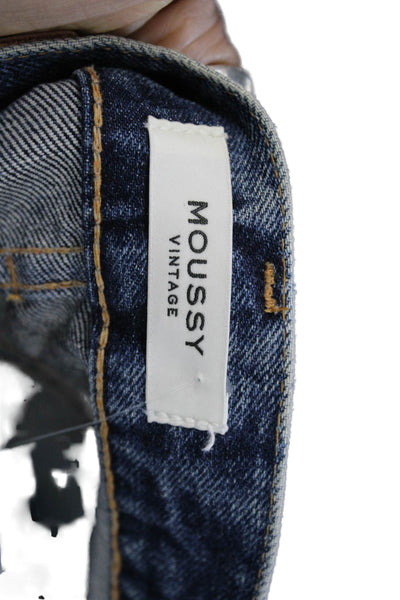 Moussy Womens Tapered Jeans Blue 100% Cotton Low Rise Button Size 25