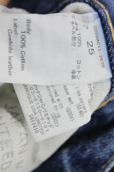 Moussy Womens Tapered Jeans Blue 100% Cotton Low Rise Button Size 25