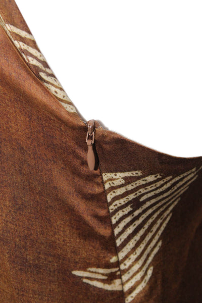 Massimo Dutti Womens Maxi Dress Brown Batik Halter Viscose Zip Size 2