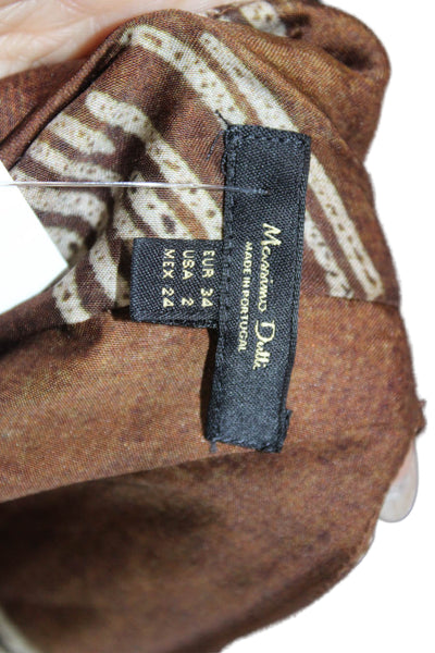 Massimo Dutti Womens Maxi Dress Brown Batik Halter Viscose Zip Size 2