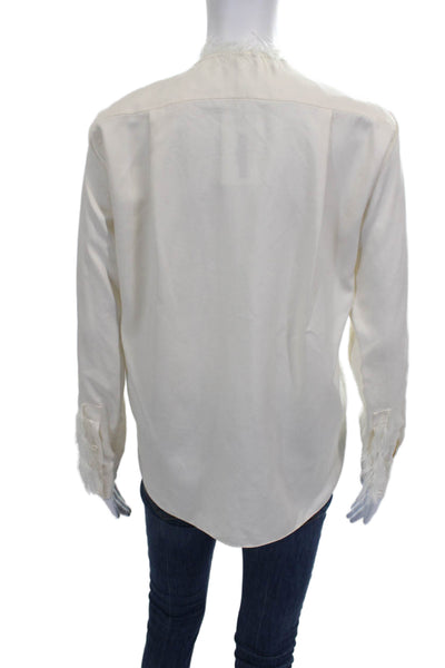 Helmut Lang Womens Silk V-Neck Long Sleeve Pullover Blouse Ivory Size XS