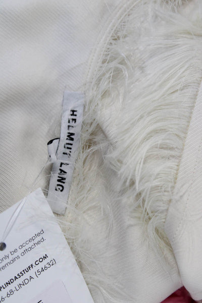 Helmut Lang Womens Silk V-Neck Long Sleeve Pullover Blouse Ivory Size XS