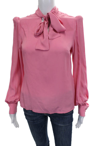 Jane Womens Basic Pink High Neck Long Sleeve Blouse Acetate Zipper Size 2