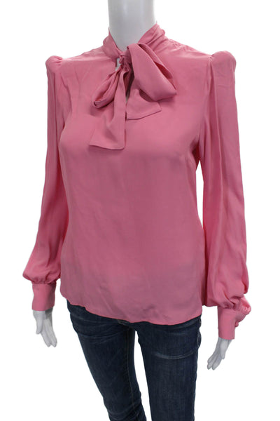 Jane Womens Basic Pink High Neck Long Sleeve Blouse Acetate Zipper Size 2