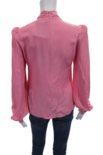 Jane Womens Basic Pink High Neck Long Sleeve Blouse Acetate Zipper Size 2