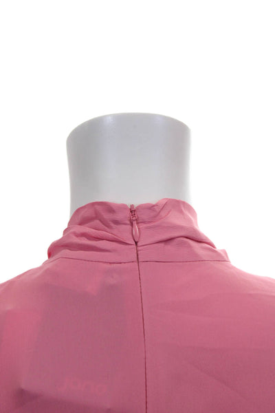 Jane Womens Basic Pink High Neck Long Sleeve Blouse Acetate Zipper Size 2
