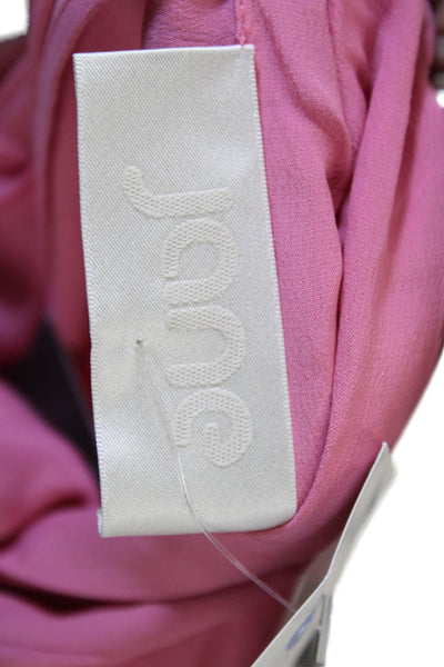 Jane Womens Basic Pink High Neck Long Sleeve Blouse Acetate Zipper Size 2
