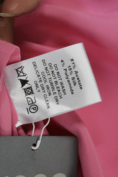Jane Womens Basic Pink High Neck Long Sleeve Blouse Acetate Zipper Size 2