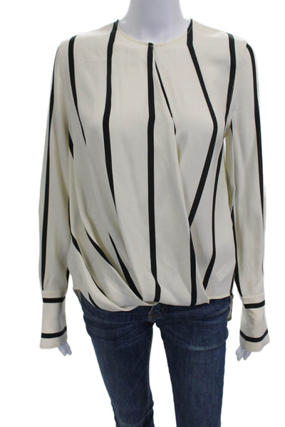 Rag & Bone Womens Silk Striped Long Sleeve Round Neck Blouse Size XS