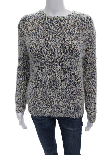 Club Monaco Women Crew Neck Abstract Blue Sweater Acrylic Blend Size XS