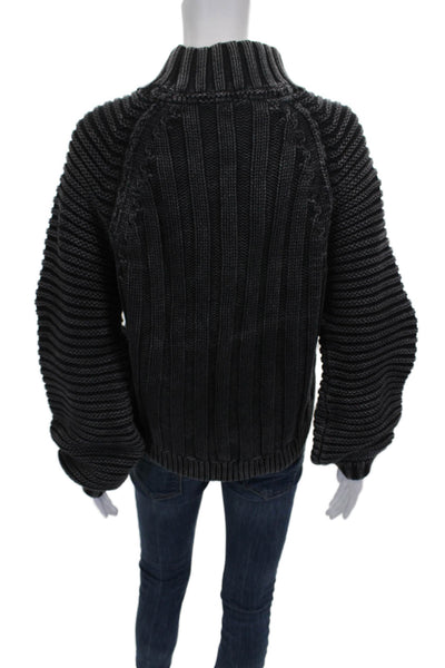 Free People Womens Pullover Sweater Turtleneck Gray Cotton Long Sleeve Size S