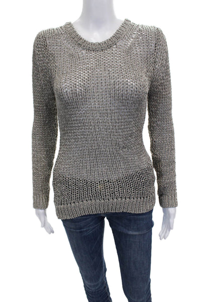 Theory Women Pullover Sweater Gray Viscose Crew Neck Long Sleeve Size S