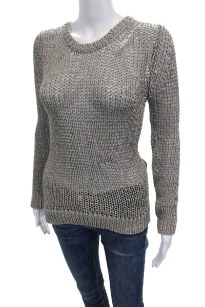 Theory Women Pullover Sweater Gray Viscose Crew Neck Long Sleeve Size S