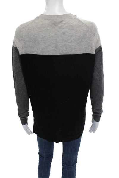 Vince Women Pullover Sweater Gray Wool Striped Crew Neck Long Sleeve Size S