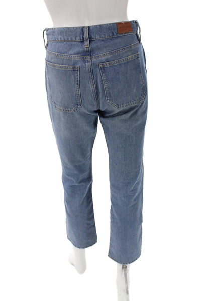 MiH Jeans Women Straight Jeans High Rise Blue Button Cotton Size 24