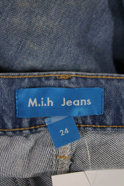MiH Jeans Women Straight Jeans High Rise Blue Button Cotton Size 24