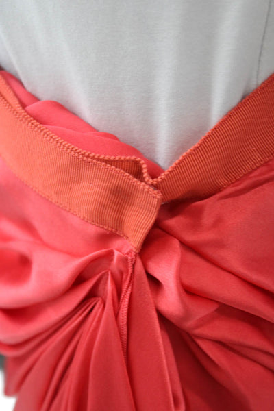 Lanvin Womens Red Silk Wrap Skirt Tie Waist Knee Length Size 36