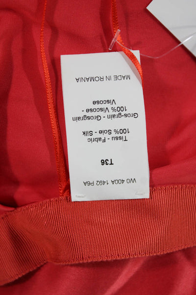 Lanvin Womens Red Silk Wrap Skirt Tie Waist Knee Length Size 36