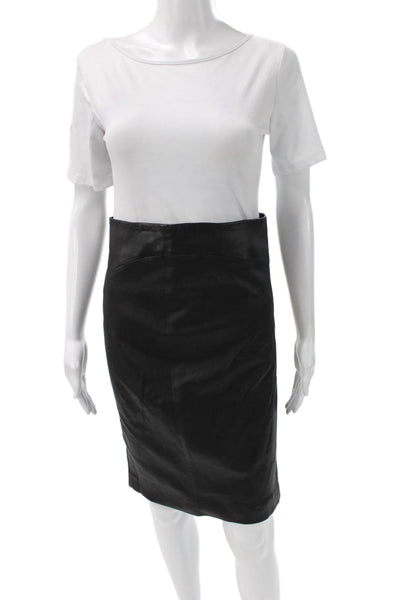 Joseph Womens Leather Straight Pencil Skirt Black Knee Length Zip Size 36