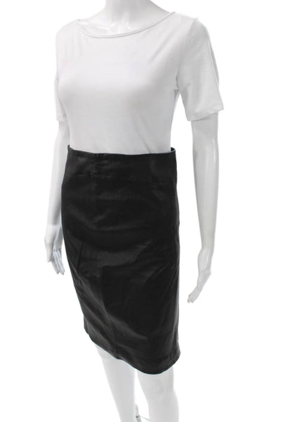 Joseph Womens Leather Straight Pencil Skirt Black Knee Length Zip Size 36