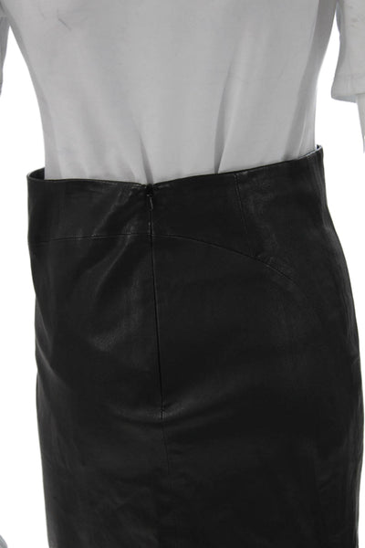 Joseph Womens Leather Straight Pencil Skirt Black Knee Length Zip Size 36