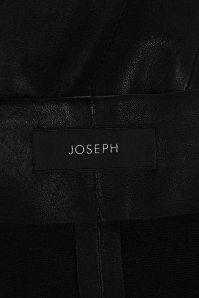 Joseph Womens Leather Straight Pencil Skirt Black Knee Length Zip Size 36