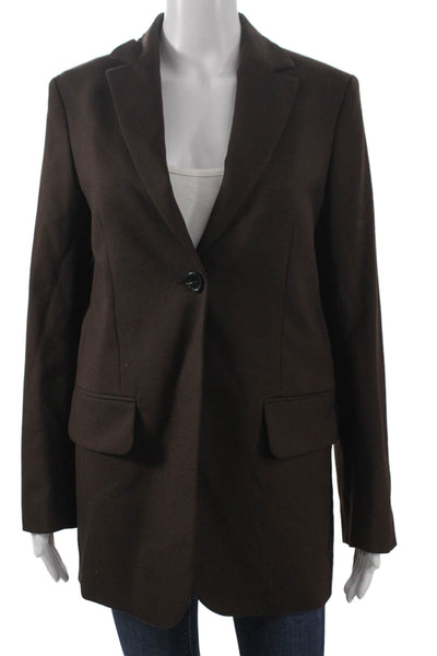 Arket Womens Brown Wool Blazer Long Sleeve Button Size 34
