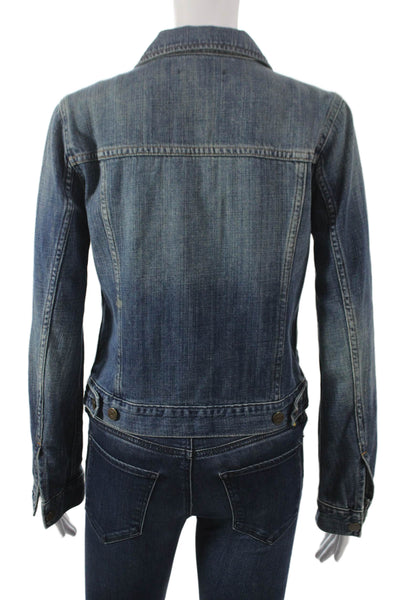J Crew Women Blue Basic Jacket 100% Cotton Button Long Sleeve Size XS