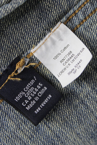 J Crew Women Blue Basic Jacket 100% Cotton Button Long Sleeve Size XS