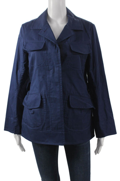 +J Womens Military Jacket Blue Cotton Long Sleeve Size 2XS
