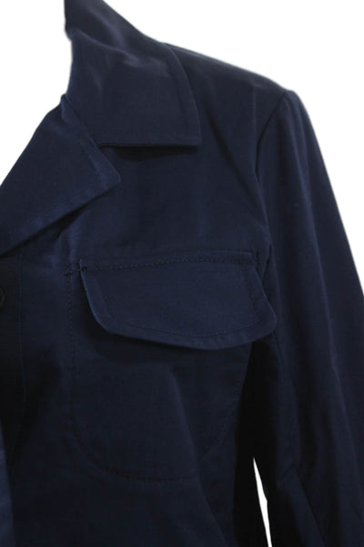 +J Womens Military Jacket Blue Cotton Long Sleeve Size 2XS